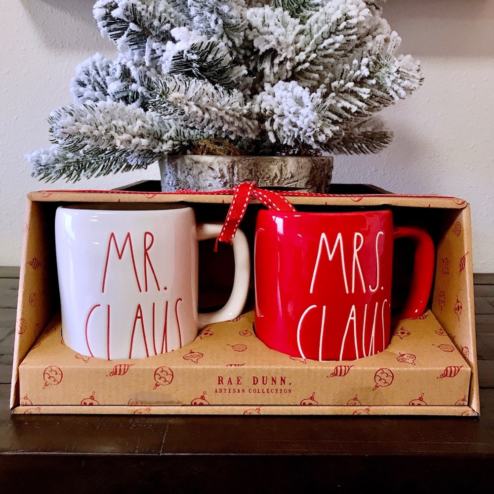 Rae Dunn Mr. Claus and Mrs. Claus Christmas mugs